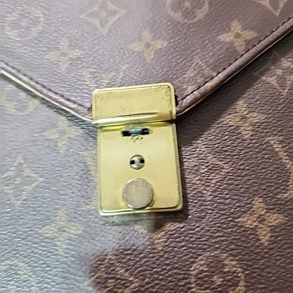 Designer Inspired Monogram Satchel | Structured Crossbody Briefcase Bag - Picture 4 of 10